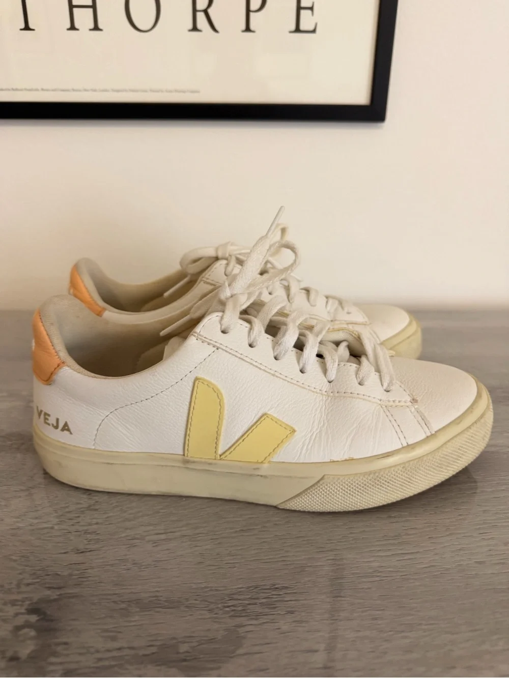 VEJA Campo Leather Sneakers White Sun Peach Women’s Sneakers Size 8